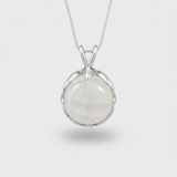 Round Moonstone Pendant, Natural Rainbow Moonstone, Vintage Pendant, June Birthstone, Leaf Pendant, Heavy Necklace, Solid Silver Pendant