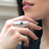 Mystic Topaz Ring, Natural Mystic Topaz, December Ring, Silver Shield Ring, Vintage Ring, Topaz Ring, Purple Diamond Ring, 925 Silver Ring