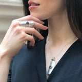 Dark Purple Pendant, Natural Mystic Topaz, Large Topaz Necklace, Unique Statement Pendant, Ancient Pendant, Artistic Silver, Adina Stone