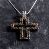 Citrine Cross Pendant, Natural Citrine Necklace, Statement Cross Necklace, Large Cross Necklace, Mystic Topaz Pendant, Cutout Cross Necklace