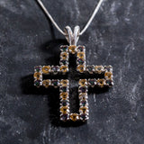 Citrine Cross Pendant, Natural Citrine Necklace, Statement Cross Necklace, Large Cross Necklace, Mystic Topaz Pendant, Cutout Cross Necklace