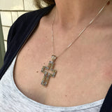 Citrine Cross Pendant, Natural Citrine Necklace, Statement Cross Necklace, Large Cross Necklace, Mystic Topaz Pendant, Cutout Cross Necklace