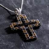 Citrine Cross Pendant, Natural Citrine Necklace, Statement Cross Necklace, Large Cross Necklace, Mystic Topaz Pendant, Cutout Cross Necklace