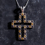 Citrine Cross Pendant, Natural Citrine Necklace, Statement Cross Necklace, Large Cross Necklace, Mystic Topaz Pendant, Cutout Cross Necklace