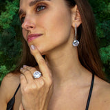 Large Diamond Ring, Created CZ Diamond, High Statement Ring, Sparkly Ring, Big Stone Ring, Rope Band, Tall Chunky Ring, Solid Silver Ring