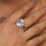 Large Diamond Ring, Created CZ Diamond, High Statement Ring, Sparkly Ring, Big Stone Ring, Rope Band, Tall Chunky Ring, Solid Silver Ring