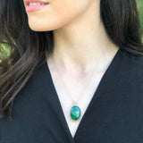 Malachite Pendant, Natural Malachite, Large Green Pendant, Oval Pendant, Statement Pendant, Antique Pendant, Solid Silver Pendant, Malachite