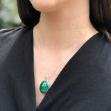Malachite Pendant, Natural Malachite, Large Green Pendant, Oval Pendant, Statement Pendant, Antique Pendant, Solid Silver Pendant, Malachite