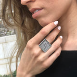 Multistone Ring, Emerald Ring, Sapphire Ring, Ruby Ring, Silver Square Ring, Statement Ring, Square Vintage Ring, Square Ring, Silver Ring
