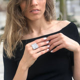 Multistone Ring, Emerald Ring, Sapphire Ring, Ruby Ring, Silver Square Ring, Statement Ring, Square Vintage Ring, Square Ring, Silver Ring