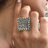 Multistone Ring, Emerald Ring, Sapphire Ring, Ruby Ring, Silver Square Ring, Statement Ring, Square Vintage Ring, Square Ring, Silver Ring
