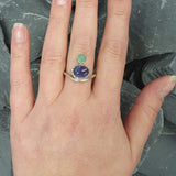 Tanzanite Ring, Natural Tanzanite, December Birthstone, Asymmetric Ring, Vintage Ring, Unique Stone Ring, Multistone Ring, Solid Silver Ring
