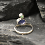 Tanzanite Ring, Natural Tanzanite, December Birthstone, Asymmetric Ring, Vintage Ring, Unique Stone Ring, Multistone Ring, Solid Silver Ring