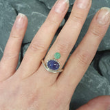 Tanzanite Ring, Natural Tanzanite, December Birthstone, Asymmetric Ring, Vintage Ring, Unique Stone Ring, Multistone Ring, Solid Silver Ring