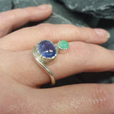 Tanzanite Ring, Natural Tanzanite, December Birthstone, Asymmetric Ring, Vintage Ring, Unique Stone Ring, Multistone Ring, Solid Silver Ring