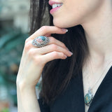 Ocean Jasper Ring, Antique Ring, Natural Jasper Ring, Statement Ring, Unique Stone Ring, Vintage Ring, Large Green Ring, Solid Silver Ring