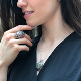 Ocean Jasper Ring, Antique Ring, Natural Jasper Ring, Statement Ring, Unique Stone Ring, Vintage Ring, Large Green Ring, Solid Silver Ring