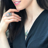 Ocean Jasper Ring, Antique Ring, Natural Jasper Ring, Statement Ring, Unique Stone Ring, Vintage Ring, Large Green Ring, Solid Silver Ring