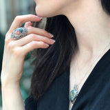 Ocean Jasper Ring, Antique Ring, Natural Jasper Ring, Statement Ring, Unique Stone Ring, Vintage Ring, Large Green Ring, Solid Silver Ring