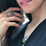 Ocean Jasper Ring, Antique Ring, Natural Jasper Ring, Statement Ring, Unique Stone Ring, Vintage Ring, Large Green Ring, Solid Silver Ring