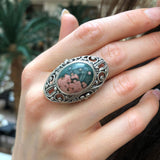 Ocean Jasper Ring, Antique Ring, Natural Jasper Ring, Statement Ring, Unique Stone Ring, Vintage Ring, Large Green Ring, Solid Silver Ring