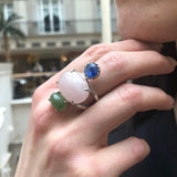 Rose Quartz Ring, Natural Rose Quartz Ring, Pink Statement Ring, Multistone Ring, Vintage Pink Ring, Boho Ring, Large Pink Ring, For Her