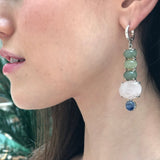 Jade Earrings, Natural Rose Quartz, Long Earrings, Heavy Earrings, Long Multicolor Earrings, Solid Silver Earrings, Healing Stones, Nephrite