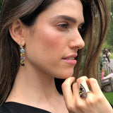 Rainbow Earrings, Natural Stones, Birthstone Earrings, Drop Earrings, Long Silver Earrings, Long Earrings, Blue Topaz, Garnet, Amethyst