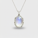 Large Moonstone Pendant - June Birthstone Necklace - Moonstone Oval Pendant