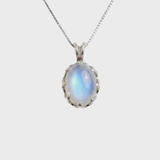 Large Moonstone Pendant - June Birthstone Necklace - Moonstone Oval Pendant