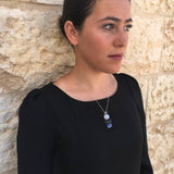 Moonstone Silver Necklace, Natural Moonstone, Onyx Necklace, Kyanite Necklace, Three Stone Necklace, Statement Pendant, Rare By Adina