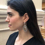 Long Earrings, Natural Rutilated Quartz, Teardrop Earrings, Heavy Earrings, Leaf Earrings, Large Artistic Earrings, Solid Silver Earrings