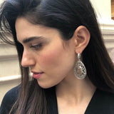 Long Earrings, Natural Rutilated Quartz, Teardrop Earrings, Heavy Earrings, Leaf Earrings, Large Artistic Earrings, Solid Silver Earrings