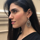 Long Earrings, Natural Rutilated Quartz, Teardrop Earrings, Heavy Earrings, Leaf Earrings, Large Artistic Earrings, Solid Silver Earrings