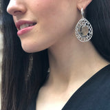 Long Earrings, Natural Rutilated Quartz, Teardrop Earrings, Heavy Earrings, Leaf Earrings, Large Artistic Earrings, Solid Silver Earrings
