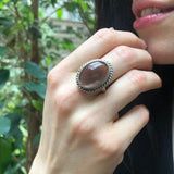 Smoky Topaz Ring, Natural Topaz Ring, December Birthstone, Victorian Ring, Brown Vintage Ring, Topaz Ring, Oval Topaz Ring, 925 Silver Ring