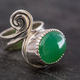 Chrysoprase Ring, Natural Chrysoprase Ring, Statement Chrysoprase Ring, Boho Ring, Green Gem Ring, Chrysoprase Silver Ring, Rare By Adina