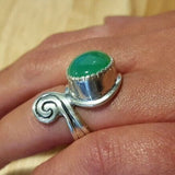 Chrysoprase Ring, Natural Chrysoprase Ring, Statement Chrysoprase Ring, Boho Ring, Green Gem Ring, Chrysoprase Silver Ring, Rare By Adina