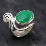 Chrysoprase Ring, Natural Chrysoprase Ring, Statement Chrysoprase Ring, Boho Ring, Green Gem Ring, Chrysoprase Silver Ring, Rare By Adina