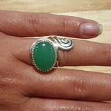 Chrysoprase Ring, Natural Chrysoprase Ring, Statement Chrysoprase Ring, Boho Ring, Green Gem Ring, Chrysoprase Silver Ring, Rare By Adina