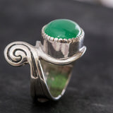 Chrysoprase Ring, Natural Chrysoprase Ring, Statement Chrysoprase Ring, Boho Ring, Green Gem Ring, Chrysoprase Silver Ring, Rare By Adina