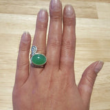 Chrysoprase Ring, Natural Chrysoprase Ring, Statement Chrysoprase Ring, Boho Ring, Green Gem Ring, Chrysoprase Silver Ring, Rare By Adina