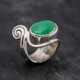 Chrysoprase Ring, Natural Chrysoprase Ring, Statement Chrysoprase Ring, Boho Ring, Green Gem Ring, Chrysoprase Silver Ring, Rare By Adina