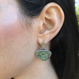 Green Turquoise Earrings, Natural Turquoise, Vintage Earrings, December Birthstone, Statement Earrings, Antique Earrings, Silver Earrings