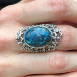 Blue Chrysocolla Ring, Natural Chrysocolla, Vintage Ring, Statement Ring, Aries Birthstone, Large Blue Ring, Chunky Ring, Solid Silver Ring