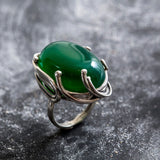 Artistic Green Ring, Emerald Ring, Created Emerald, Green Ring, Statement Ring, Solid Silver Ring, Artistic Design Ring, Created Emerald
