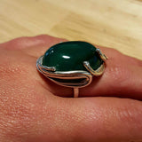 Artistic Green Ring, Emerald Ring, Created Emerald, Green Ring, Statement Ring, Solid Silver Ring, Artistic Design Ring, Created Emerald