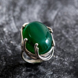 Artistic Green Ring, Emerald Ring, Created Emerald, Green Ring, Statement Ring, Solid Silver Ring, Artistic Design Ring, Created Emerald