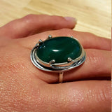 Artistic Green Ring, Emerald Ring, Created Emerald, Green Ring, Statement Ring, Solid Silver Ring, Artistic Design Ring, Created Emerald