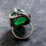 Artistic Green Ring, Emerald Ring, Created Emerald, Green Ring, Statement Ring, Solid Silver Ring, Artistic Design Ring, Created Emerald